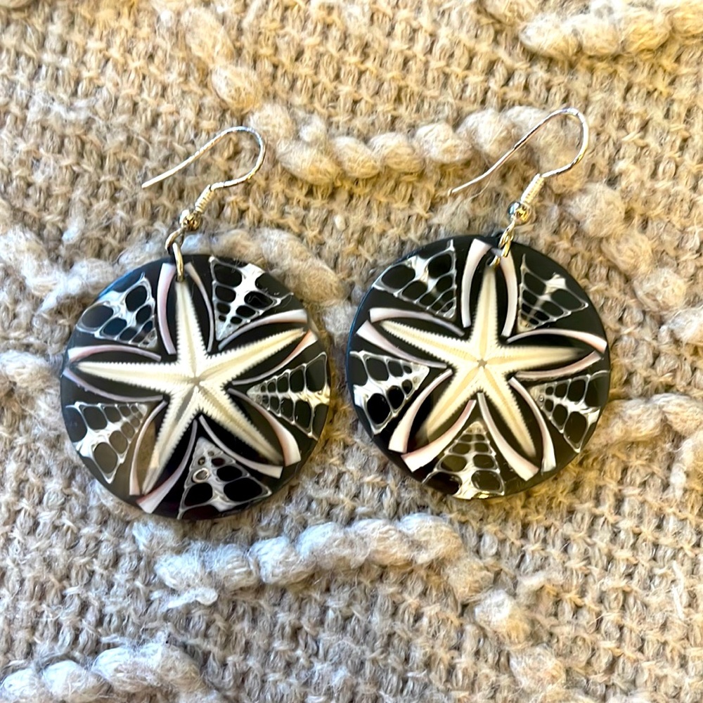 Real starfish drop earrings